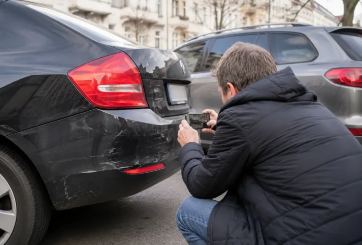 Abgesicherte Unfallstelle nach einem Verkehrsunfall in Berlin