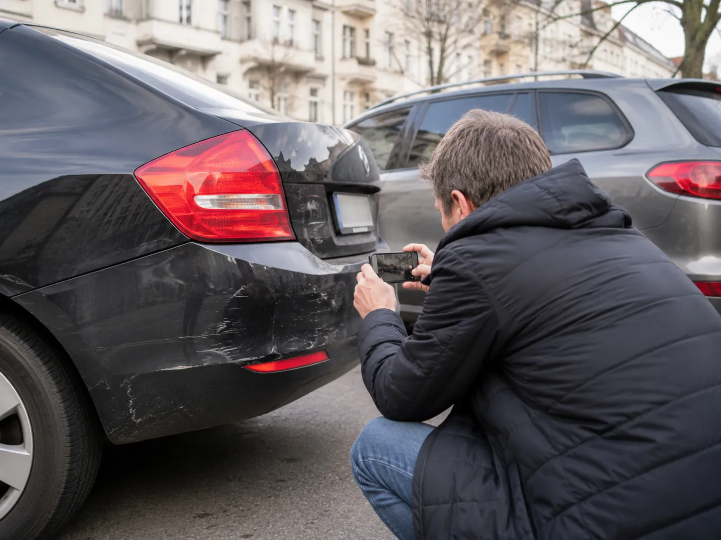 Abgesicherte Unfallstelle nach einem Verkehrsunfall in Berlin